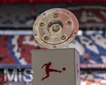 16.05.2026, Fussball Bundesliga 2025/2026, 34.Spieltag, FC Bayern München - 1.FC Köln, in der Allianz-Arena München, Die Meisterschale liegt auf der Stele bereit.