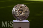 16.05.2026, Fussball Bundesliga 2025/2026, 34.Spieltag, FC Bayern München - 1.FC Köln, in der Allianz-Arena München, Die Meisterschale auf der Stele.