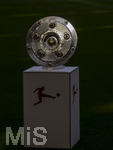 16.05.2026, Fussball Bundesliga 2025/2026, 34.Spieltag, FC Bayern München - 1.FC Köln, in der Allianz-Arena München, Die Meisterschale auf der Stele.