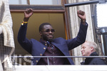 17.05.2026, Fussball Bundesliga 2025/2026, Meisterfeier des FC Bayern München auf dem Rathausbalkon in München. Alphonso Davies (FC Bayern München) 