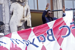 17.05.2026, Fussball Bundesliga 2025/2026, Meisterfeier des FC Bayern München auf dem Rathausbalkon in München. Alphonso Davies (FC Bayern München) 