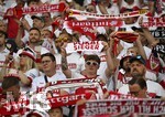 23.05.2026, Fussball DFB-Pokal 2025/2026, Finale, FC Bayern München - VfB Stuttgart, im Olympiastadion Berlin. Die Stuttgart Fans voller Vorfreude - Pokalsieger.

