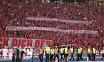 23.05.2026, Fussball DFB-Pokal 2025/2026, Finale, FC Bayern München - VfB Stuttgart, im Olympiastadion Berlin. Protest der Bayern Fans

