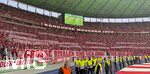 23.05.2026, Fussball DFB-Pokal 2025/2026, Finale, FC Bayern München - VfB Stuttgart, im Olympiastadion Berlin. Bayernfans in ihrer Kurve mit Protesten gegen den DFB und die DFL.  Große Rivalen sind sich einig, Fick Dich DFB!