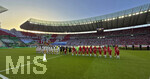 23.05.2026, Fussball DFB-Pokal 2025/2026, Finale, FC Bayern München - VfB Stuttgart, im Olympiastadion Berlin. Stuttgartfans in ihrer Kurve mit Choreografie, Affle und Pferdle, i glaub i seh scho dobblt, die Spieler stehen zur Hymne bereit.