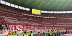 23.05.2026, Fussball DFB-Pokal 2025/2026, Finale, FC Bayern München - VfB Stuttgart, im Olympiastadion Berlin. Bayernfans in ihrer Kurve mit Protesten gegen den DFB und die DFL.  Große Rivalen sind sich einig, Fick Dich DFB!