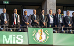 23.05.2026, Fussball DFB-Pokal 2025/2026, Finale, FC Bayern München - VfB Stuttgart, im Olympiastadion Berlin. Ehrentribüne, mit Präsident Herbert Hainer (FC Bayern), Ministerpräsident Cem Özdemir (Die Grünen),  Giuseppe Flotta (FC Bayern Fahrer), -, Serdar Tasci (Stuttgart ), Fabian Wohlgemuth (VfB Stuttgart, Vorstand), Präsident Dietmar Allgaier (Stuttgart), Vorsitzender Alexander Wehrle (Stuttgart),  
