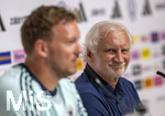 27.05.2026, Fussball DFB-Nationalmannschaft Deutschland, Trainingslager vor der WM, Auftakt-Pressekonferenz im Medienzentrum HALFTIME bei ADIDAS, in Herzogenaurach. Trainer Julian Nagelsmann (Deutschland) und Sportdirektor Rudi Völler (Deutschland) 