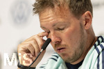 27.05.2026, Fussball DFB-Nationalmannschaft Deutschland, Trainingslager vor der WM, Auftakt-Pressekonferenz im Medienzentrum HALFTIME bei ADIDAS, in Herzogenaurach. Bundestrainer Julian Nagelsmann (Deutschland) nachdenklich 
