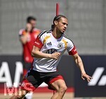28.05.2026, Fussball DFB-Nationalmannschaft Deutschland, Trainingslager vor der WM in Herzogenaurach, im Homeground bei ADIDAS. Erste Trainingseinheit auf dem Adidas-Sportplatz, Leroy Sane (Deutschland) mit Rasta Zöpfen,