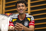 28.05.2026, Fussball DFB-Nationalmannschaft Deutschland, Trainingslager vor der WM in Herzogenaurach, im Homeground bei ADIDAS. Erste Trainingseinheit auf dem Adidas-Sportplatz, Medienrunde nach dem Training mit einigen Spielern der Nationalmannschaft. Nathaniel Brown (Deutschland) 