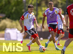28.05.2026, Fussball DFB-Nationalmannschaft Deutschland, Trainingslager vor der WM in Herzogenaurach, im Homeground bei ADIDAS. Erste Trainingseinheit auf dem Adidas-Sportplatz, v.li: Nadiem Amiri (Deutschland) gegen Jamie Leweling (Deutschland 
