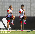 28.05.2026, Fussball DFB-Nationalmannschaft Deutschland, Trainingslager vor der WM in Herzogenaurach, im Homeground bei ADIDAS. Erste Trainingseinheit auf dem Adidas-Sportplatz, von links:  Leroy Sane (Deutschland) und Jamal Musiala (Deutschland) 
