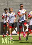 28.05.2026, Fussball DFB-Nationalmannschaft Deutschland, Trainingslager vor der WM in Herzogenaurach, im Homeground bei ADIDAS. Erste Trainingseinheit auf dem Adidas-Sportplatz, Leroy Sane (Deutschland), Jamal Musiala (Deutschland) 