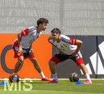 28.05.2026, Fussball DFB-Nationalmannschaft Deutschland, Trainingslager vor der WM in Herzogenaurach, im Homeground bei ADIDAS. Erste Trainingseinheit auf dem Adidas-Sportplatz, v.lI. Nathaniel Brown (Deutschland), Nadiem Amiri (Deutschland) 