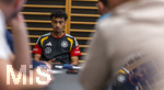 28.05.2026, Fussball DFB-Nationalmannschaft Deutschland, Trainingslager vor der WM in Herzogenaurach, im Homeground bei ADIDAS. Media-Day im Pressezentrum, die Spieler reden mit den Journalisten. Nathaniel Brown (Deutschland) 