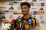 28.05.2026, Fussball DFB-Nationalmannschaft Deutschland, Trainingslager vor der WM in Herzogenaurach, im Homeground bei ADIDAS. Media-Day im Pressezentrum, die Spieler reden mit den Journalisten. 