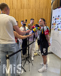 28.05.2026, Fussball DFB-Nationalmannschaft Deutschland, Trainingslager vor der WM in Herzogenaurach, im Homeground bei ADIDAS. Medienrunde nach dem Training mit einigen Spielern der Nationalmannschaft und der anwesenden Presse. David Raum (Deutschland) 