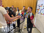 28.05.2026, Fussball DFB-Nationalmannschaft Deutschland, Trainingslager vor der WM in Herzogenaurach, im Homeground bei ADIDAS. Medienrunde nach dem Training mit einigen Spielern der Nationalmannschaft und der anwesenden Presse. David Raum (Deutschland) 