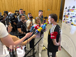 28.05.2026, Fussball DFB-Nationalmannschaft Deutschland, Trainingslager vor der WM in Herzogenaurach, im Homeground bei ADIDAS. Medienrunde nach dem Training mit einigen Spielern der Nationalmannschaft und der anwesenden Presse. David Raum (Deutschland) 