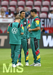 31.05.2026, Fussball Freundschafts-Länderspiele 3.Spieltag, Deutschland - Finnland, in der Mewa-Arena Mainz, v.l. Lennart Karl (Deutschland), Jamal Musiala (Bayern München) und Alexander Pavlovic (Deutschland) haben sichtlich Spass