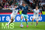 31.05.2026, Fussball Freundschafts-Länderspiele 3.Spieltag, Deutschland - Finnland, in der Mewa-Arena Mainz, Samuli Miettinen (Finnland), Leroy Sane (Deutschland), Aniss Suhonen (Finnland)