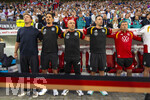 31.05.2026, Fussball Freundschafts-Länderspiele 3.Spieltag, Deutschland - Finnland, in der Mewa-Arena Mainz, Singen die Nationalhymne mit, v.li: Bundestrainer Julian Nagelsmann (Deutschland), Co-Trainer Benjamin Hübner (Deutschland), Co-Trainer Alfred Schreuder (Deutschland), Mads Buttgereit (Assistenztrainer), Torwarttrainer Andreas Kronenberg (Deutschland) , 
