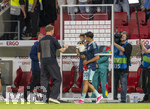 31.05.2026, Fussball Freundschafts-Länderspiele 3.Spieltag, Deutschland - Finnland, in der Mewa-Arena Mainz, Nadiem Amiri (Deutschland) mit seinem Sohn auf dem Arm nach dem Spiel auf dem Platz. li: Bundestrainer Julian Nagelsmann (Deutschland) kommt zur Begrüßung (ACHTUNG SPERRE: DIESES BILD NUR FÜR AGENTUR-INTERNE ZWECKE, KEINE VERÖFFENTLICHUNG IN MEDIEN OHNE GENEHMIGUNG!)