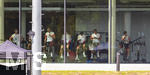 01.06.2026, Fussball, DFB-Nationalmannschaft Deutschland, letztes Training vor Abreise nach USA zur WM 2026, am DFB-Campus in Frankfurt am Main. Spieler trainieren im Fitnessraum auf den Ergometern, von links:  Joshua Kimmich (Deutschland), Jonathan Tah (Deutschland), Florian Wirtz (Deutschland), Nathaniel Brown,  (Deutschland), Jamal Musiala (Deutschland),  Lennart Karl (Deutschland) 