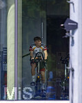 01.06.2026, Fussball, DFB-Nationalmannschaft Deutschland, letztes Training vor Abreise nach USA zur WM 2026, am DFB-Campus in Frankfurt am Main. Ergometer-Training im Gymnastikraum. Lennart Karl (Deutschland), 
