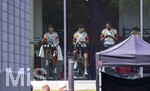 01.06.2026, Fussball, DFB-Nationalmannschaft Deutschland, letztes Training vor Abreise nach USA zur WM 2026, am DFB-Campus in Frankfurt am Main. Ergometer-Training im Gymnastikraum. v.li: Joshua Kimmich (Deutschland), Alexander Pavlovic (Deutschland), Jonathan Tah (Deutschland), Florian Wirtz (Deutschland),
