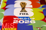 13.06.2026, Mindelheim (Bayern), das beliebte Sammelheft und die dazugehörigen Sammelbilder gibt es auch wieder zur Fussball-WM 2026 in den USA.  Das Stickeralbum mit der Titelseite. 