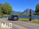 17.06.2026, am Hopfensee bei Füssen im Allgäu, an der Promenadenstrasse steht neuerdings eine Blitzersäule zur Tempoüberwachung der Autos. Einer der am schönsten gelegenen Blitzer in Deutschland. Auf der Strasse gilt Höchst-Geschwindigkeit 30 kmh. 