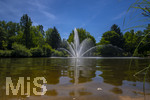 24.06.2026,  Kurpark in Bad Wörishofen (Bayern), Der Springbrunnen im See 