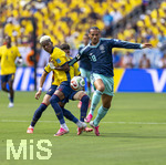 25.06.2026, Fussball Weltmeisterschaft 2026 in den USA, 3.Spieltag Gruppe E, Ecuador - Deutschland, im MetLife Stadium (New York/New Jersey, East Rutherford), v.li: Nilson Angulo (Equador) gegen Leroy Sane (Deutschland) 