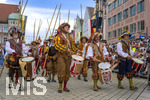 28.06.2026,  Frundsbergfest Mindelheim 2026, ein bekanntes Historisches-Fest im Unterallgäu mit tausenden Mitwirkenden. Die Kreisstadt Mindelheim kehrt für eine Woche ins Mittelalter zurück und feiert ihre historische Geschichte. Am heutigen Sonntag zieht sich der Historische Festzug durch die geschmückte Altstatdt.
