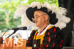 28.06.2026,  Frundsbergfest Mindelheim 2026, ein bekanntes Historisches-Fest im Unterallgäu mit tausenden Mitwirkenden. Die Kreisstadt Mindelheim kehrt für eine Woche ins Mittelalter zurück und feiert ihre historische Geschichte. Am heutigen Sonntag zieht sich der Historische Festzug durch die geschmückte Altstatdt.  Umzug-Moderator und Kreisheimatpfleger Markus Fischer (Mindelheim).
