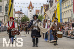 28.06.2026,  Frundsbergfest Mindelheim 2026, ein bekanntes Historisches-Fest im Unterallgäu mit tausenden Mitwirkenden. Die Kreisstadt Mindelheim kehrt für eine Woche ins Mittelalter zurück und feiert ihre historische Geschichte. Am heutigen Sonntag zieht sich der Historische Festzug durch die geschmückte Altstatdt.  