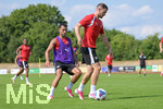 29.06.2026, Bad Wörishofen, Deutschland, Swiss Football League, SFL 2026/2027, Der FC Vaduz startet mit der ersten Trainingseinheit in sein Sommertrainingslager in Bad Wörishofen (Unterallgäu). Der Verein bereitet sich dort auf die Saison 2026/2027 vor. Dejan Djokic (FC Vaduz), Denis Simani (FC Vaduz)