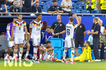 29.06.2026, Fussball Weltmeisterschaft 2026 in den USA, Sechzehntelfinale, Deutschland - Paraguay, im Gillette Stadium (Boston (Foxborough)), Die Deutsche Mannschaft ist im Elfmeterschiessen aus dem Turnier geflogen. v.li: Leon Goretzka (Deutschland), Malick Thiaw (Deutschland), Nathaniel Brown (Deutschland) am Boden, Joshua Kimmich (Deutschland), Torwart Oliver Baumann (Deutschland) am Boden.


