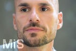 02.07.2026, Bad Wörishofen, Deutschland. Der FC Vaduz absolviert am vierten und vorletzten Tag seines Sommertrainingslagers Medientermine im Parkhotel Bad Wörishofen. Spieler, Trainer und insbesondere die Neuzugänge stehen für Interviews und Gespräche im Rahmen der Vorbereitung auf die Saison 2026/2027 der Swiss Football League (SFL) zur Verfügung. Dejan Sorgic (FC Vaduz)