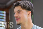 02.07.2026, Bad Wörishofen, Deutschland. Der FC Vaduz absolviert am vierten und vorletzten Tag seines Sommertrainingslagers Medientermine im Parkhotel Bad Wörishofen. Spieler, Trainer und insbesondere die Neuzugänge stehen für Interviews und Gespräche im Rahmen der Vorbereitung auf die Saison 2026/2027 der Swiss Football League (SFL) zur Verfügung. Mattia Diego Walker (FC Vaduz)