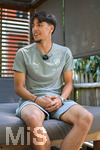 02.07.2026, Bad Wörishofen, Deutschland. Der FC Vaduz absolviert am vierten und vorletzten Tag seines Sommertrainingslagers Medientermine im Parkhotel Bad Wörishofen. Spieler, Trainer und insbesondere die Neuzugänge stehen für Interviews und Gespräche im Rahmen der Vorbereitung auf die Saison 2026/2027 der Swiss Football League (SFL) zur Verfügung. Lutfi Dalipi (FC Vaduz)