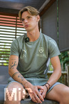 02.07.2026, Bad Wörishofen, Deutschland. Der FC Vaduz absolviert am vierten und vorletzten Tag seines Sommertrainingslagers Medientermine im Parkhotel Bad Wörishofen. Spieler, Trainer und insbesondere die Neuzugänge stehen für Interviews und Gespräche im Rahmen der Vorbereitung auf die Saison 2026/2027 der Swiss Football League (SFL) zur Verfügung. Lado Akhalaia (FC Vaduz)