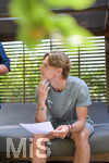 02.07.2026, Bad Wörishofen, Deutschland. Der FC Vaduz absolviert am vierten und vorletzten Tag seines Sommertrainingslagers Medientermine im Parkhotel Bad Wörishofen. Spieler, Trainer und insbesondere die Neuzugänge stehen für Interviews und Gespräche im Rahmen der Vorbereitung auf die Saison 2026/2027 der Swiss Football League (SFL) zur Verfügung. Lado Akhalaia (FC Vaduz)