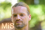 02.07.2026, Bad Wörishofen, Deutschland. Der FC Vaduz absolviert am vierten und vorletzten Tag seines Sommertrainingslagers Medientermine im Parkhotel Bad Wörishofen. Spieler, Trainer und insbesondere die Neuzugänge stehen für Interviews und Gespräche im Rahmen der Vorbereitung auf die Saison 2026/2027 der Swiss Football League (SFL) zur Verfügung. Liridon Berisha (FC Vaduz)