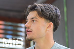 02.07.2026, Bad Wörishofen, Deutschland. Der FC Vaduz absolviert am vierten und vorletzten Tag seines Sommertrainingslagers Medientermine im Parkhotel Bad Wörishofen. Spieler, Trainer und insbesondere die Neuzugänge stehen für Interviews und Gespräche im Rahmen der Vorbereitung auf die Saison 2026/2027 der Swiss Football League (SFL) zur Verfügung. Mattia Diego Walker (FC Vaduz)