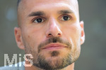 02.07.2026, Bad Wörishofen, Deutschland. Der FC Vaduz absolviert am vierten und vorletzten Tag seines Sommertrainingslagers Medientermine im Parkhotel Bad Wörishofen. Spieler, Trainer und insbesondere die Neuzugänge stehen für Interviews und Gespräche im Rahmen der Vorbereitung auf die Saison 2026/2027 der Swiss Football League (SFL) zur Verfügung. Dejan Sorgic (FC Vaduz)