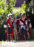 04.07.2026,  Frundsbergfest Mindelheim 2026, Historisches-Fest im Unterallgäu mit tausenden Mitwirkenden. Die Kreisstadt Mindelheim kehrt für eine Woche ins Mittelalter zurück und feiert ihre historische Geschichte.  Schauspiel MEHR SOLD MUSS HER am Stadtgraben, Landknechte stürmen die Mauern der Stadt. 