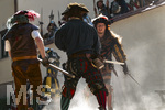 04.07.2026,  Frundsbergfest Mindelheim 2026, Historisches-Fest im Unterallgäu mit tausenden Mitwirkenden. Die Kreisstadt Mindelheim kehrt für eine Woche ins Mittelalter zurück und feiert ihre historische Geschichte.  Schauspiel MEHR SOLD MUSS HER am Stadtgraben, Landknechte stürmen die Mauern der Stadt. 
